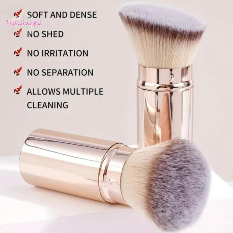 <DBFl-t> 1/2PCS Retractable Foundation แปรงแต่งหน้าแบน/มุมแปรงสําหรับแป้ง Blush สีดําสีน้ําตาลทองคอน