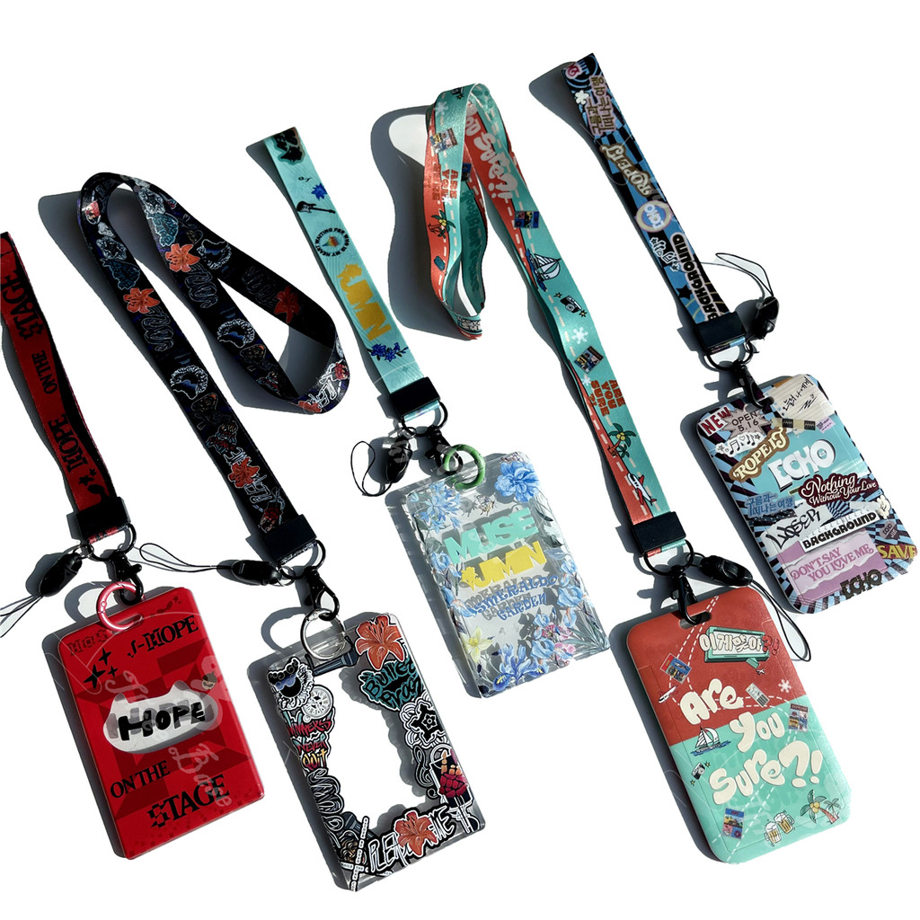 ผู้ถือบัตร KPOP Jungkook Tattoo JIN Jhope บนเวที DNA BoyWithLuv JIMIN MUSE V FRIENDS Layover RM RPWP HEAVEN TAKE2 SUGA Agustd สายคล้องคอ Lanyard ทํางาน Identity Badge การ์ด
