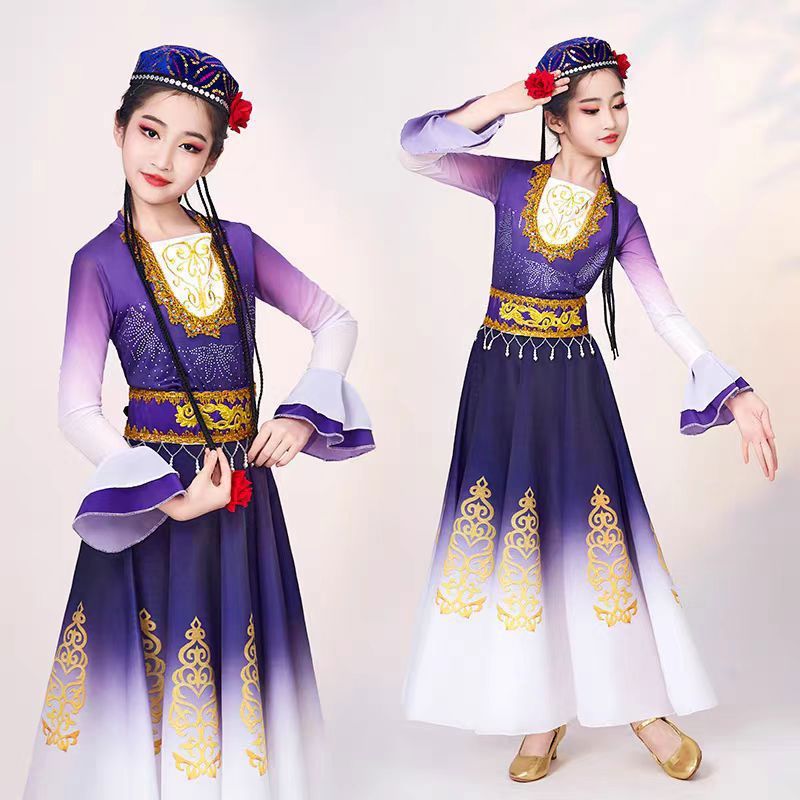 儿童 Xinjiang新出服装 กลอง表 แร่พัน维 Kese Tangem Jade大摆件เด็ก Xinjiang Performance เสื้อผ้า Encouraging Perf