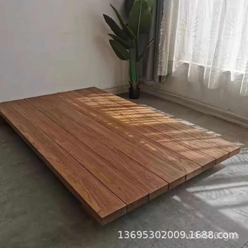 เก่า Elm Full Shop จีน Retro ระเบียง Master เตียง Tatami ชั้น B & B คู่แพลตฟอร์มเตียงไม้เนื้อแข็งเตี