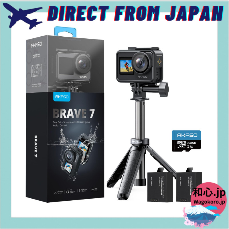 AKASO Brave7 Action Camera 4K60FPS Wearable Camera Mini Tripod Set / IPX8 Waterproof 10M / Voice Con