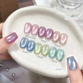 XEIJAYI 15ml สีชมพูและม่วงอ่อนสุดเงางาม ขนาดน้ำยาทาเล็บเจล Cat Eye ติดทนนาน เหมาะสำหรับใช้ในร้าน