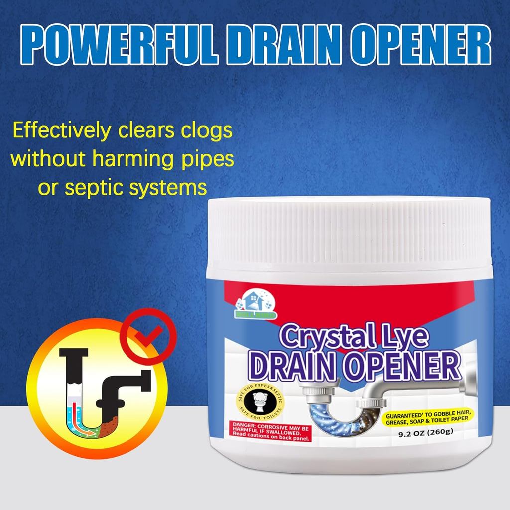 BELL BIRDCrystal Lye Drain Opener,Lye Sodium Hydroxide,Unclogs Bathroom and Kitchen Sinks,Drains,Sho