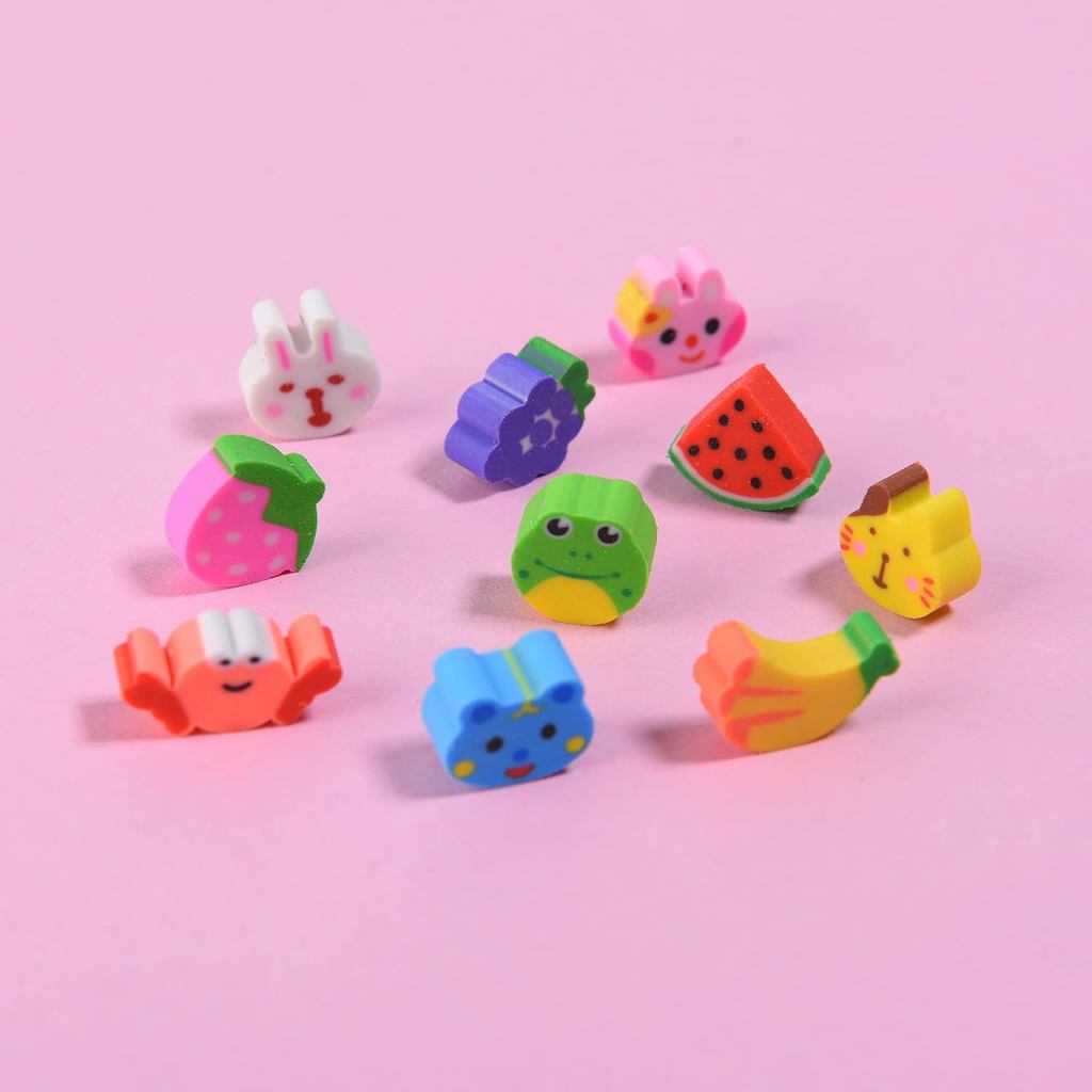 Mini Erasers for Kids Bulk, 300 Pieces Small Fun Cute Animal Fruit Erasers