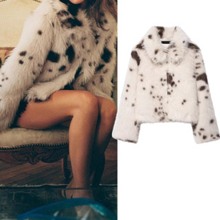 แจ็คเก็ตแขนยาวขนเทียมพร้อมลายพิมพ์สัตว์