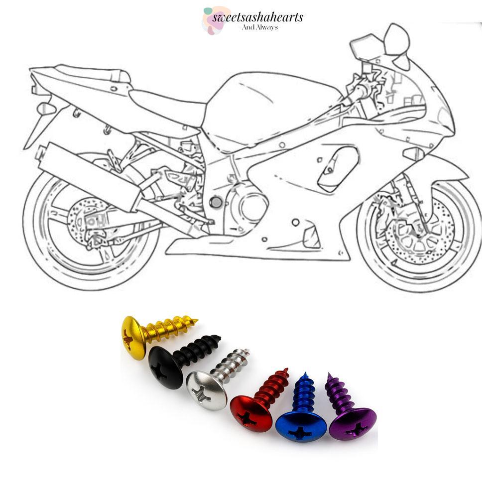 SWEETSASHA 30 ชิ้นตกแต่ง Bolt ชุด, สีสัน M5x16 สกรูแตะตัวเอง, อัพเกรดอุปกรณ์เสริม Universal อลูมิเนียมอัลลอยด์มอเตอร์ไซด์ Fairing สกรูสําหรับรถจักรยานยนต์การปรับเปลี่ยน