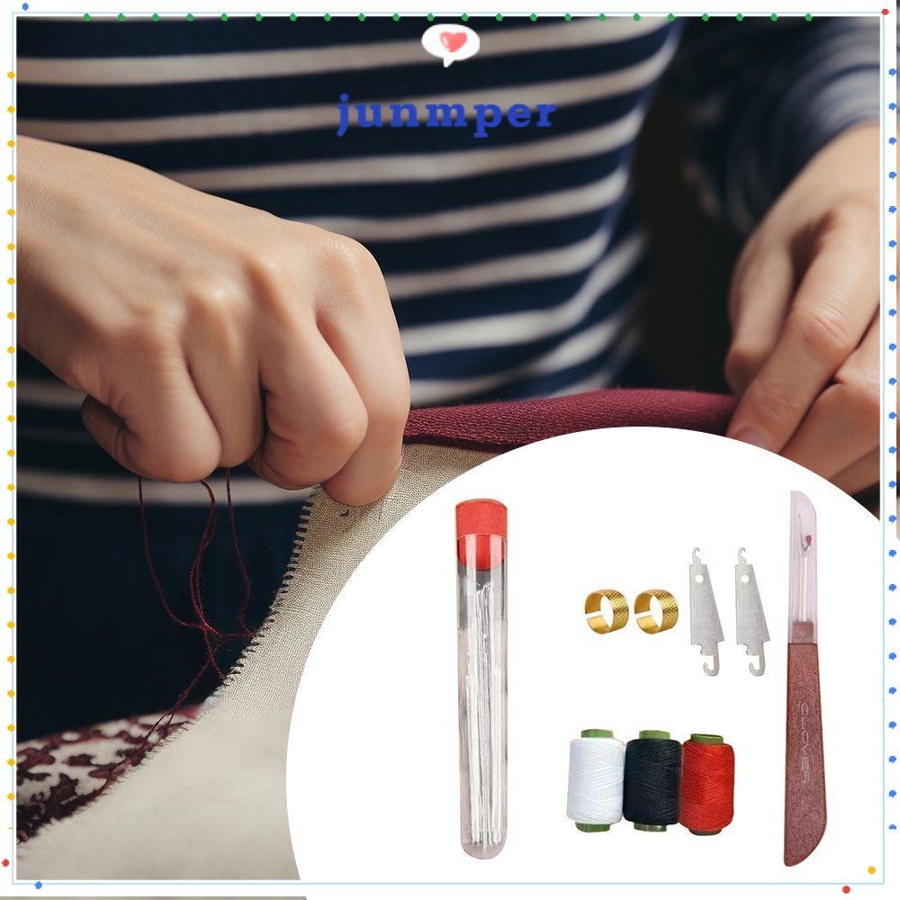 JUNMPER 34 ชิ้น/เซ็ตเข็มเหล็กจมูกขนาดใหญ่, สแตนเลสจักรเย็บผ้าง่ายชุด, ทนทานด้วยเข็มด้านบน-Threader DIY เครื่องแต่งกายอุปกรณ์เย็บผ้า
