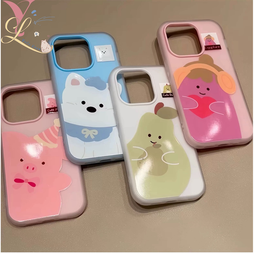 เคสOppo A3X A18 A5i A60 A58 A38 A15 A7 A54 A17 A57 A12 A76 การ์ตูนลูกสุนัขลูกแพร์หมูมะเขือยาวโบว์ 2 