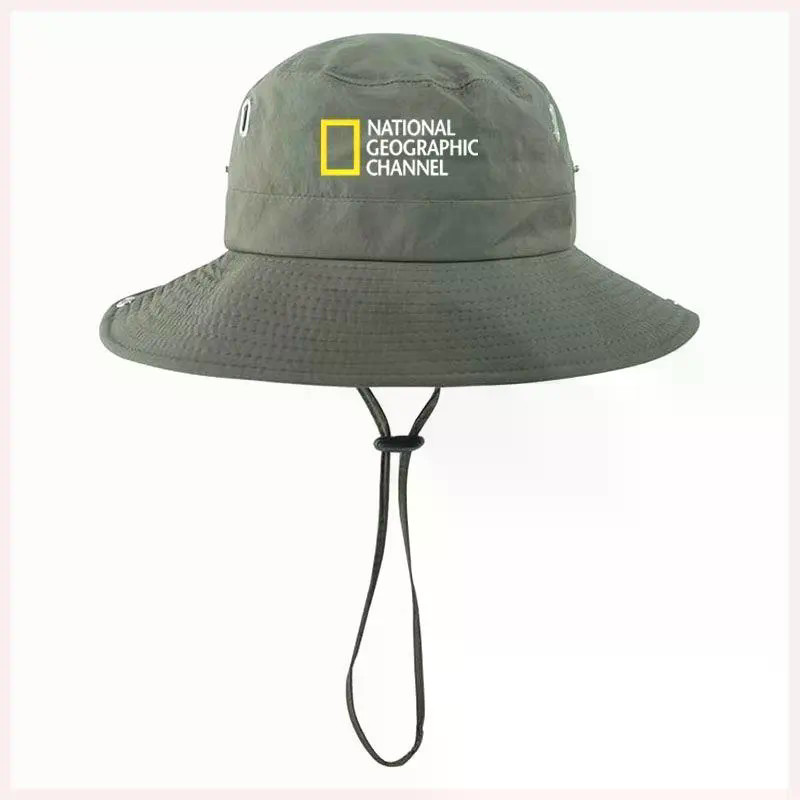 National Geographic ช่องพิมพ์หมวก Sunblock หมวกชาวประมงสําหรับผู้หญิง Man เดินป่ากลางแจ้ง Mountaineering Jungle Quick Drying อุปกรณ์เสริม