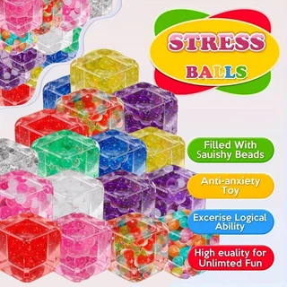 5 ชิ้นที่มีสีสันสแควร์ลูกปัดองุ่นความเครียดบรรเทา Ball Squishy Fidget Sensory ของเล่นสําหรับเด็กผู้ใหญ่ตลก Vent ความวิตกกังวลบรรเทา Squishy ของเล่น