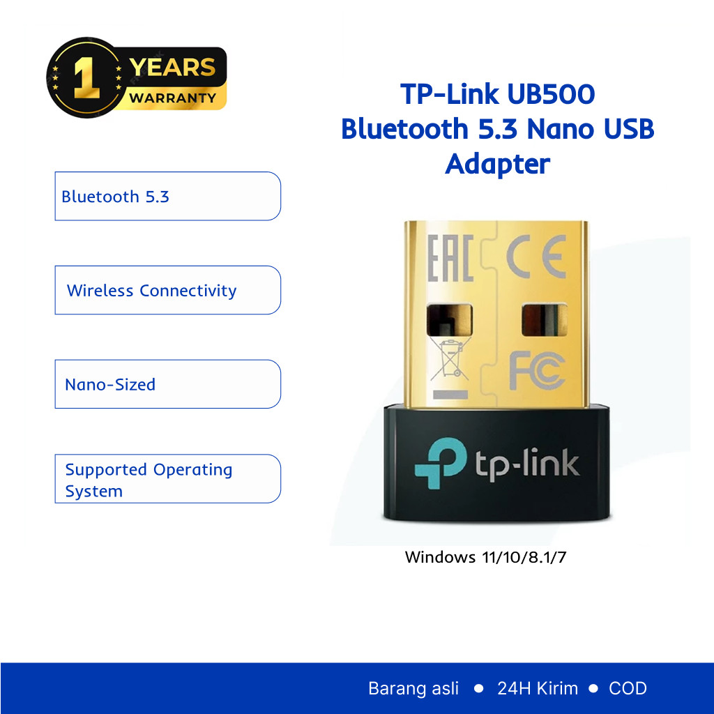 TP-Link UB500 | อะแดปเตอร์ USB NANO 5.3 | เดสก์ท็อปแล็ปท็อป Windows | ดองเกิลบลูทูธ | UB400