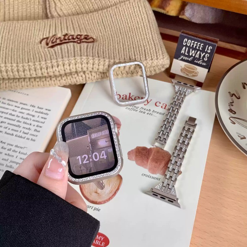 PC เพชรกลวง ป้องกันเคส สําหรับ Apple Watch Ultra 2/3 49มม, S11/10 42มม/46มม, S9/8/7 41มม/45มม, S6/5/4 SE 44มม/40มม, S3/2/1 38มม/42มม, ฝาครอบสมาร์ทเชลล์ สําหรับ iWatch