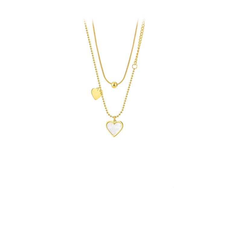 สร้อยคอแฟชั่นสองชั้นพร้อมจี้หัวใจในสแตนเลส 316L – GID1000053816, การออกแบบที่ทันสมัยเรียบง่าย, ทนต่อ