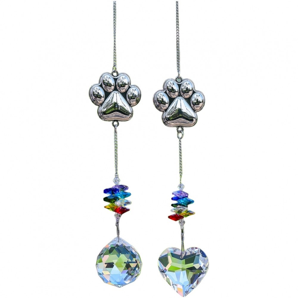 【SMELLSHI】2 PCS  Pet Memorial Glass Sun catchers: Cherish Your Furry Friend's Memory