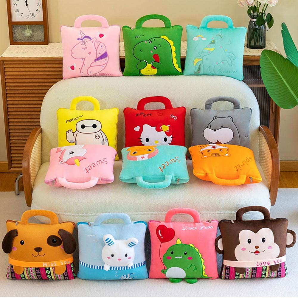 เด็กๆหมอนผ้าห่ม 2 in 1 หมอนและผ้านวม ตุ๊กตาผ้า น่ารัก นุ่ม มีผ้าห่ม ซื้อเป็นของขวัญ