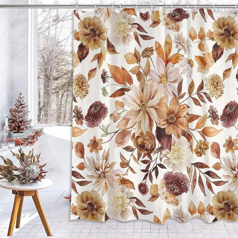 autumn shower curtain farmhouse harvest season bathroom home decoration maple autumn polyester showe