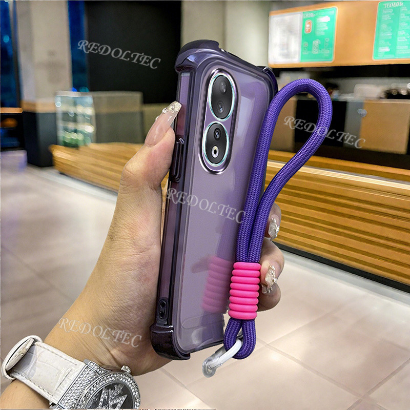 Honor 90 90Pro 90 Lite 90 GT เคสกันกระแทกปลอกใสพร้อมเชือกเส้นเล็ก 2025 กล้องดีไซน์ใหม่ Protecion Ultra Thin Soft Phone Cover Honor 90 Pro Honor90