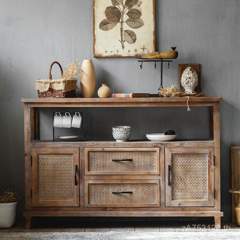 Home Home Home Storage B & B ห้องนั่งเล่นไม้เนื้อแข็งสไตล์อุตสาหกรรม Locker Entrance Cabinet Retro D