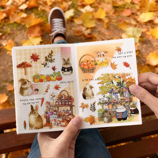 Journamm 4 แผ่นสัตว์น่ารักสมุดภาพสติกเกอร์ PET DIY บัญชีมือทําด้วยมือ DIY สมุดไดอารี่อัลบั้มการ์ดทําสติกเกอร์