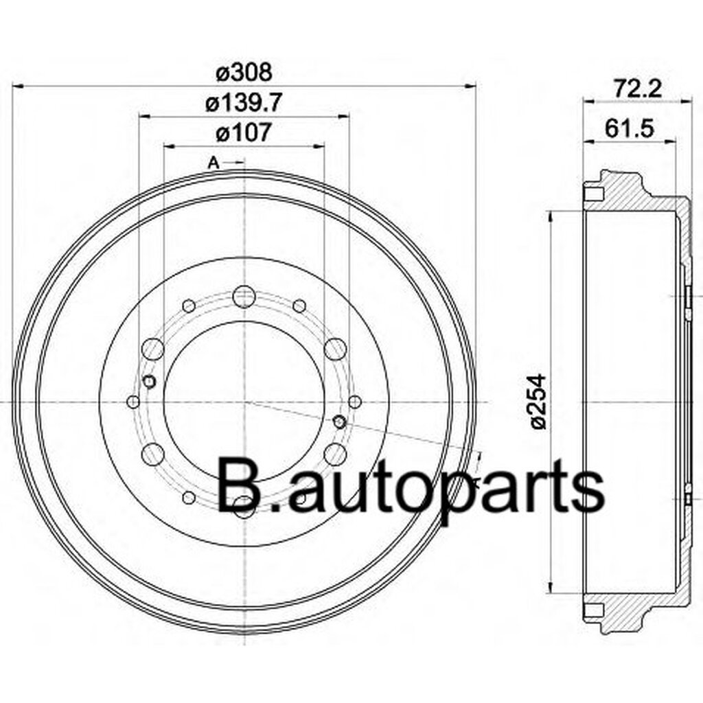 จานเบรคหลัง TOYOTA HIACE COMMUTER KDH200 KDH202 KDH221 KDH222 KDH223 2006-2012 รูดุม107MM RUNSTOP /ค