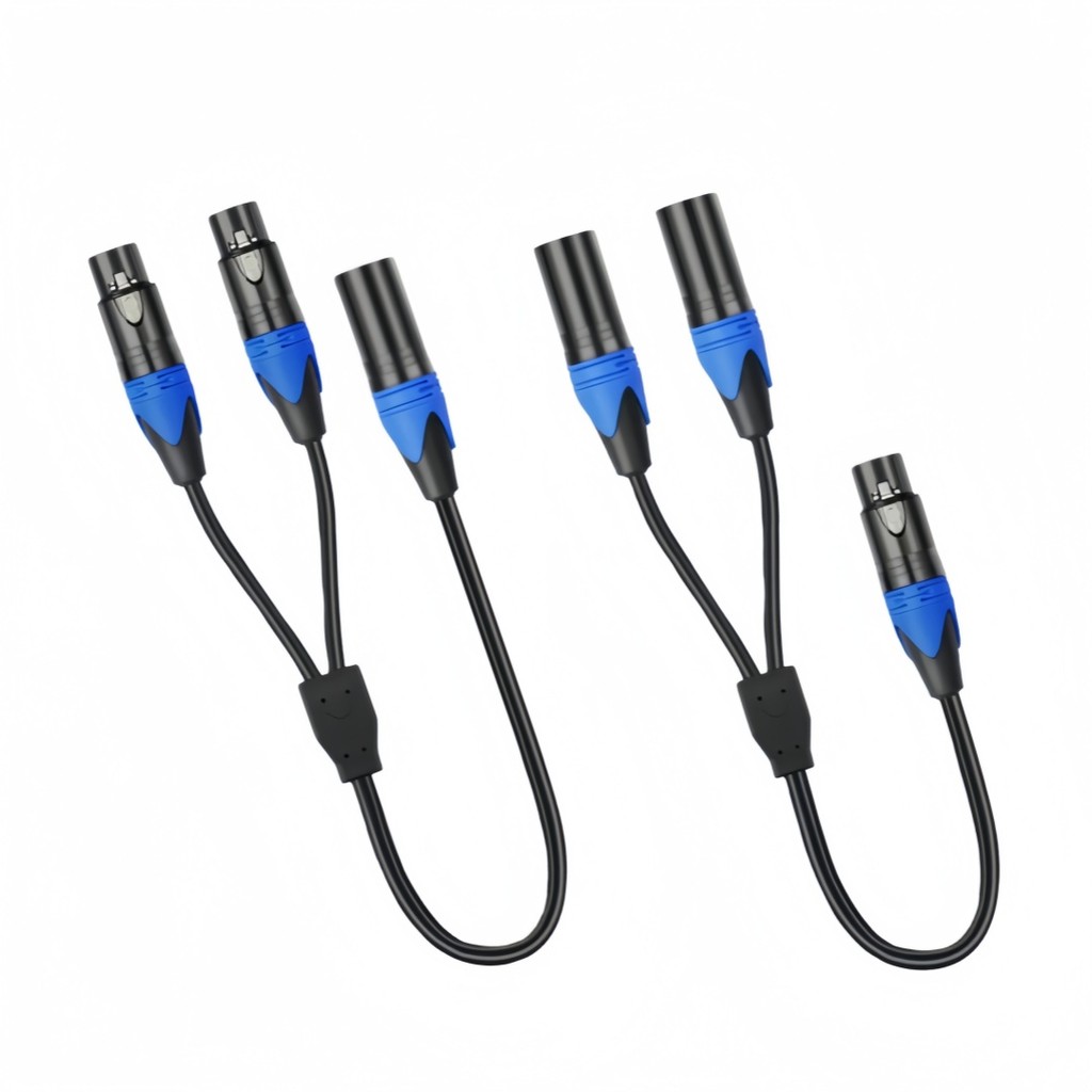3pin XLR Female to Dual XLR Male Y Splitter Cable Foil +Braided Shielded สําหรับไมโครโฟน