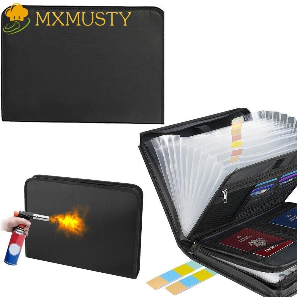 MXMUSTY Music Box File Organizer Zip Closure Fireproof Expandable Folder Wear Portable Space Saving 
