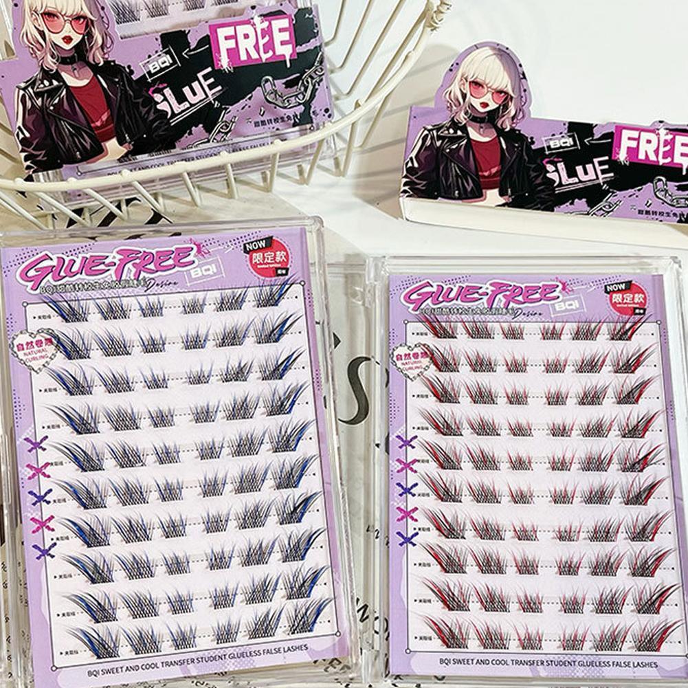 Bqi Sweet & Edgy Transfer นักเรียนขนตาปลอมไร้กาว Dopamine-inspired Upper Lashes K4y0
