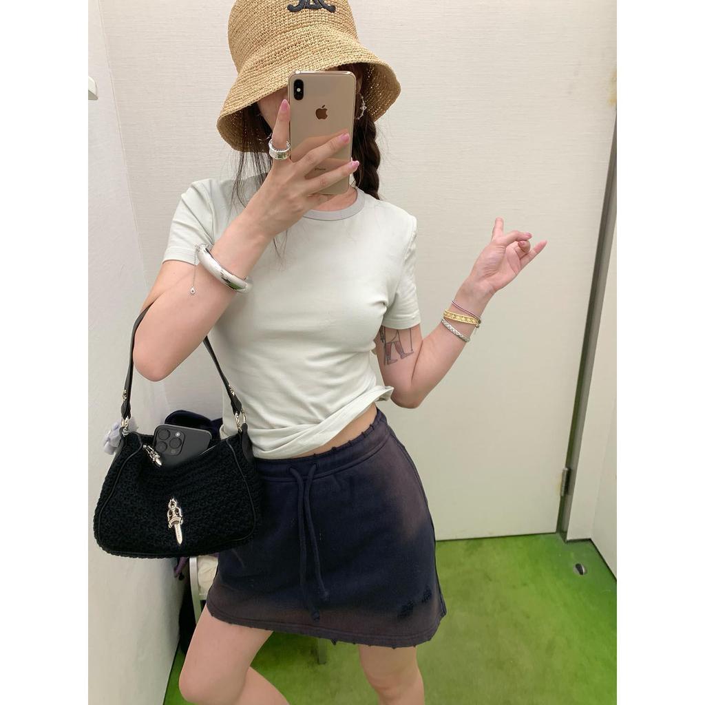 [คลังสินค้าพร้อม] VC Kadaishan Fabric Version สีทึบ Small t & Fading Effect Letter Powder t2024 สไตล