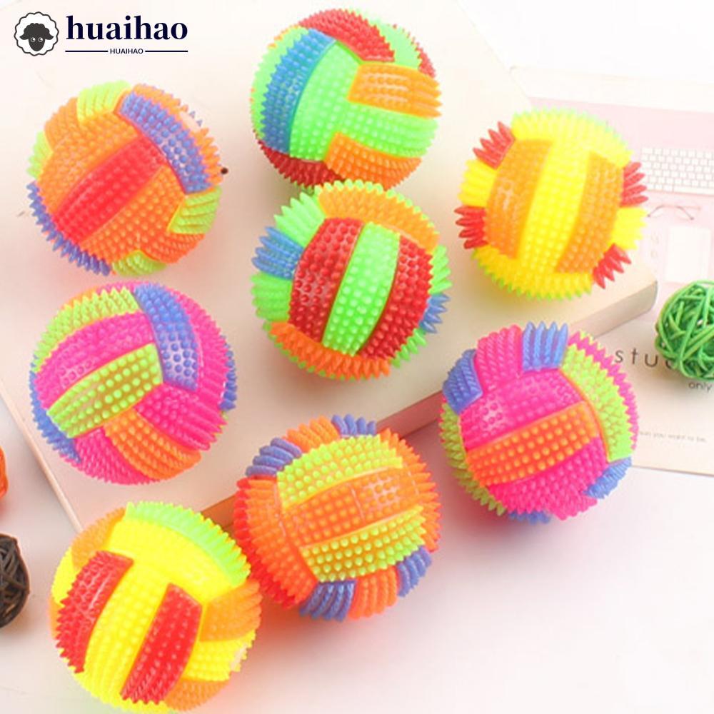HUAIHAO สัตว์เลี้ยงสุนัขกระพริบฟุตบอลรูปร่างไฟ Led Squeaky Bouncy Ball ตลกของเล่นเด็ก Interactive สุ
