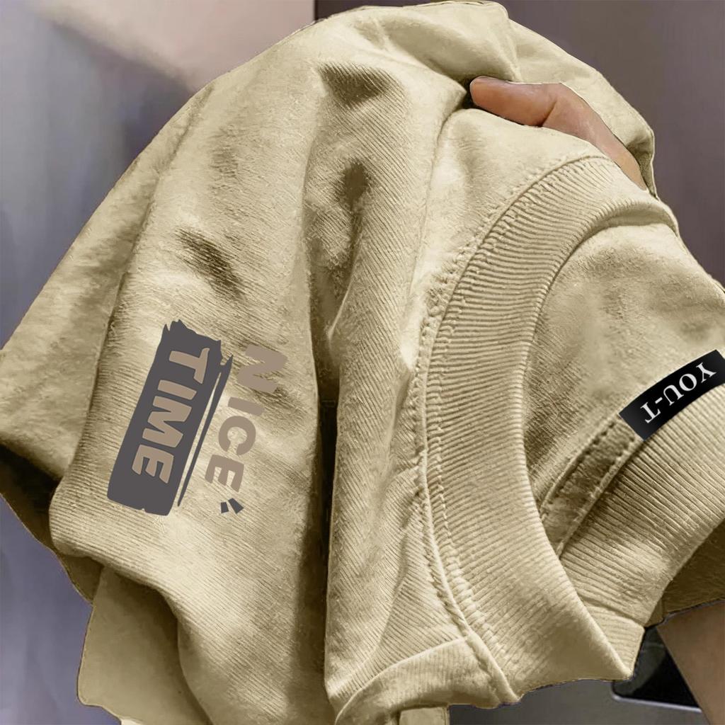 UT shop เสื้อยืด oversize ผ้าCotton 100% เสื้อแฟชั่น 'NICE TIME'  สบายและนุ่ม แขนสั้น ฤดูร้อน ไม่ต้องรีด