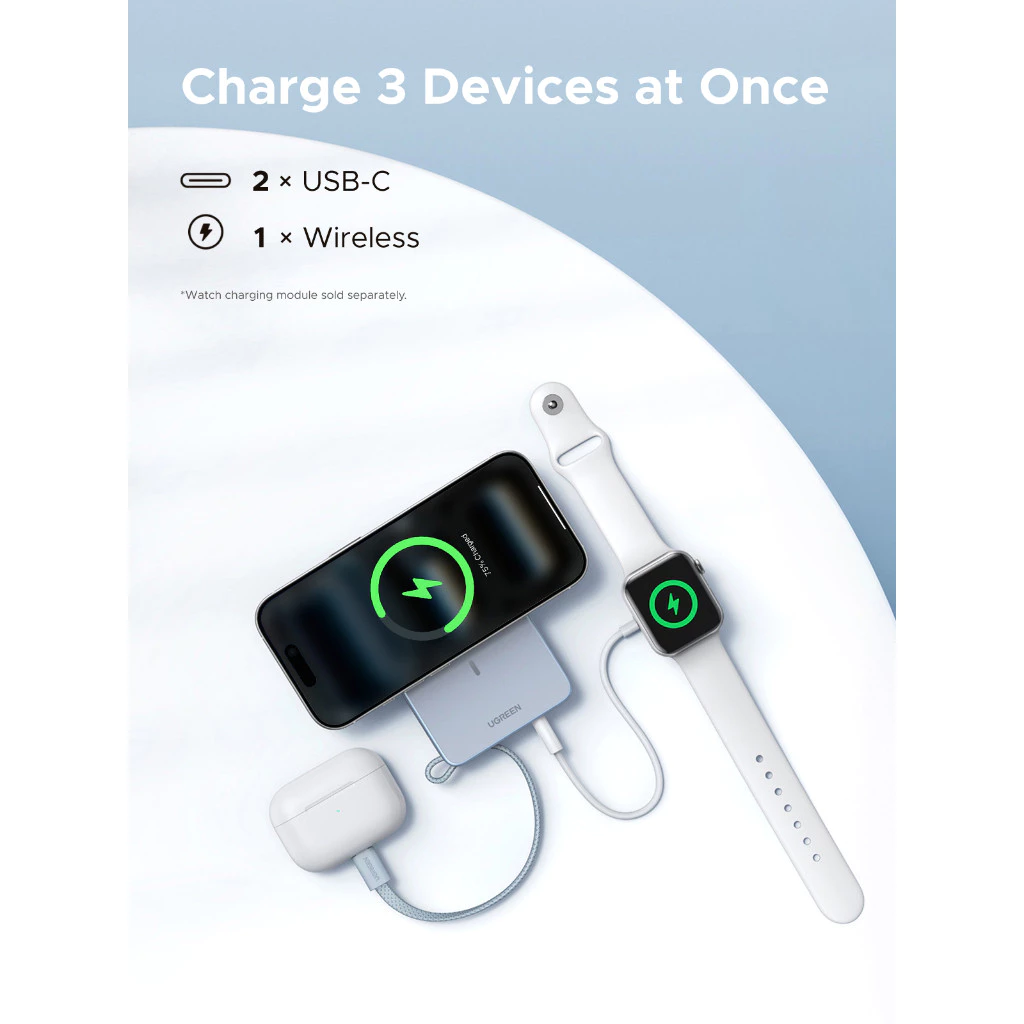 UGREEN Power Bank แบตสำรอง 10000mAh30W(2C) CCC Magnetic Wireless Fast Charging Qi2.2 25W รุ่น 65958B thumbnail 4