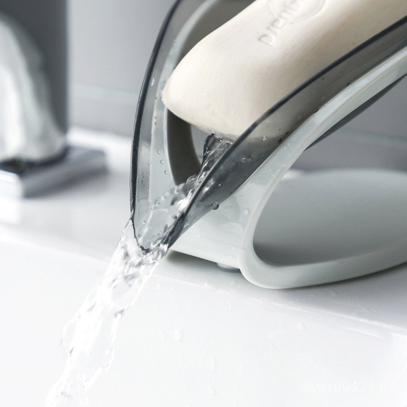 Creative ชั้นวางสบู่โปร่งใส Leaf-Shaped กล่องสบู่ห้องน้ําเจาะรูฟรี Leaf Soap Rack ท่อระบายน้ําสบู่กล