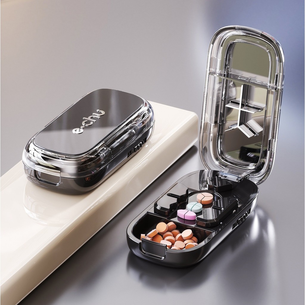 หมุนกล่องตัดยา💊✂️แบ่งออกเป็นสอง สาม หรือสี่ส่วน[1/2 1/3 1/4]ปลอดภัยและรวดเร็ว ซีลแน่นดี ที่แบ่งยาเม็ด - รูปที่ 3