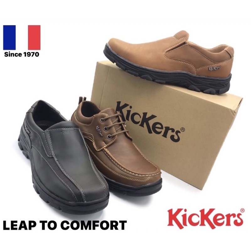 Kickers Classic Mens สบายรองเท้าไม่มีส้นรองเท้าเรือ Kasut Sampan Lofer Kickers Berkualiti ฝรั่งเศส