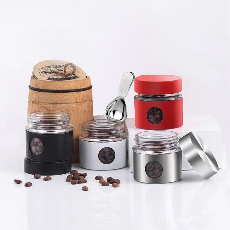 Airtight Jar mini Jar Fresh-Keeping Multigrain Glass Storage Jar Set Jar กาแฟแบบพกพา NRII