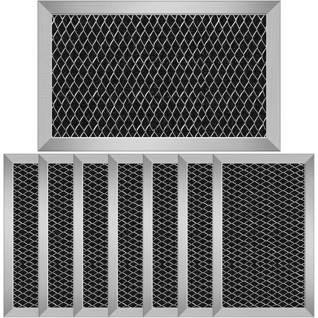 8 ชิ้นไมโครเวฟถ่านกรองสําหรับ GE JX81C WB02X10776, ตัวกรองไมโครเวฟเปลี่ยน 7.6" x 4.85 "Air Carbon Fi
