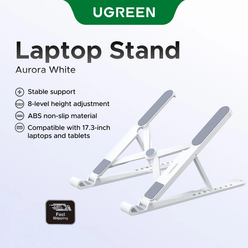 UGREEN ยูกรีน ตัวยึดขาตั้งแล็ปท็อปแบบพับได้ ปรับความสูง 8 ระดับด้วยการกระจายความร้อนที่เพิ่มขึ้นและกันลื่นสามเหลี่ยมเสถียรพิเศษเข้ากันได้กับแล็ปท็อป 17.3 นิ้ว /แท็บเ