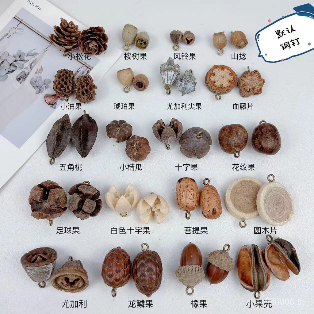 สร้อยคอกับต่างหูสไตล์ธรรมชาติ วัสดุผลไม้และเปลือกไม้ 8CDB