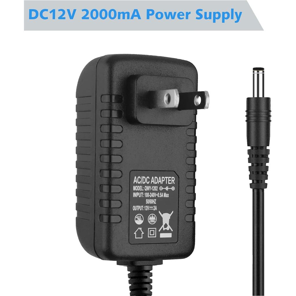 12V 2A Power Supply Adapter, SNKIZN 120VAC to 12VDC Transformer with 5.5x2.1mm DC Output Jack, 12 Vo