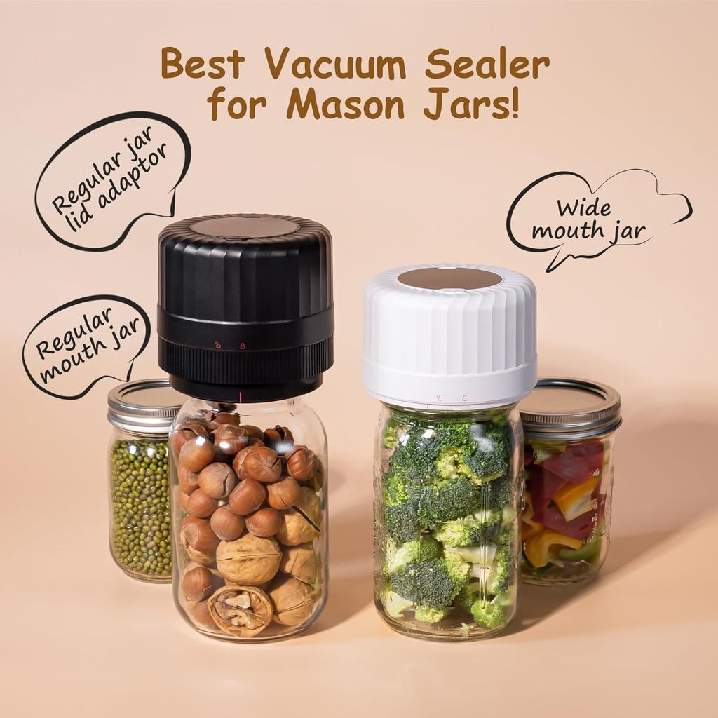 Electric Mason Jar Vacuum Sealer - Automatic Mason Jar Vacuum Sealer Kit, Vacuum Sealer for All Maso