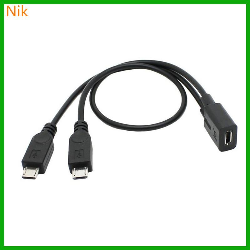 บ. ๊ลค.ต.ศ. Micro USB Female to 2 Micro USB Male Splitter Cable Extension Wire 30cm 12inch