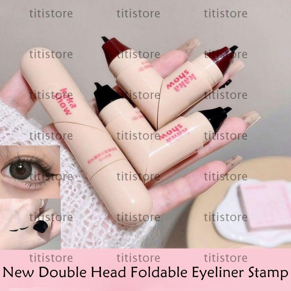 TITISTORE Eyeliner Stamp, กันน้ํา Quick Dry Eye Liner Stamp, สีดําแบบพกพาใช้งานง่ายอายไลเนอร์แสตมป์ป