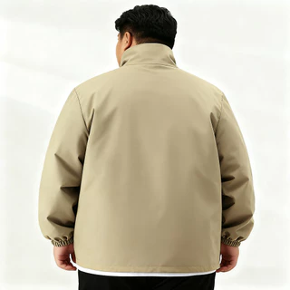 ขนาดใหญ่เกินไป 180กิโลกรัม ผู้ชายสีดํายืนปกซิปเสื้อกลางแจ้งคาร์ดิแกนขนาดบวกแจ็คเก็ต กันลม