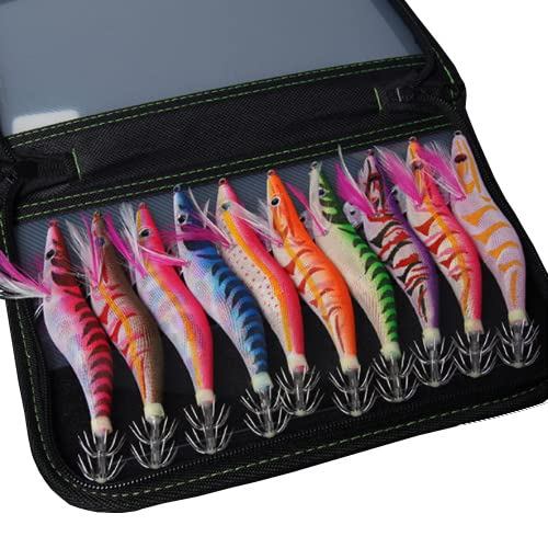 Squid Jig Set with Rattle 10 Pieces Size 3 Squid Jig Set Squid Lure Fishing Fishing Case Squid Fishi