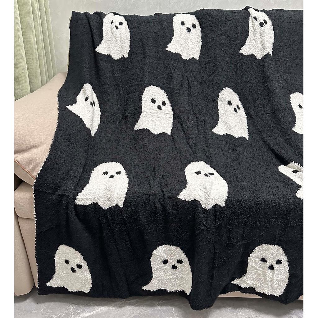 Soft Ghost Plush Throw Blanket ขนฟู สองหน้า เหมาะสำหรับใช้บนเตียง โซฟา และระหว่างเดินทาง ขนาด 51"x63