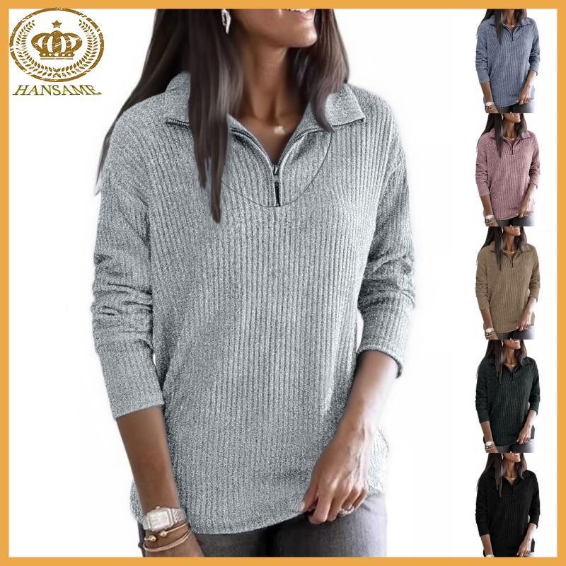 Quarter Zip Sweaters for Women Kint Long Sleeve Pullover Sweater Fall Outfits