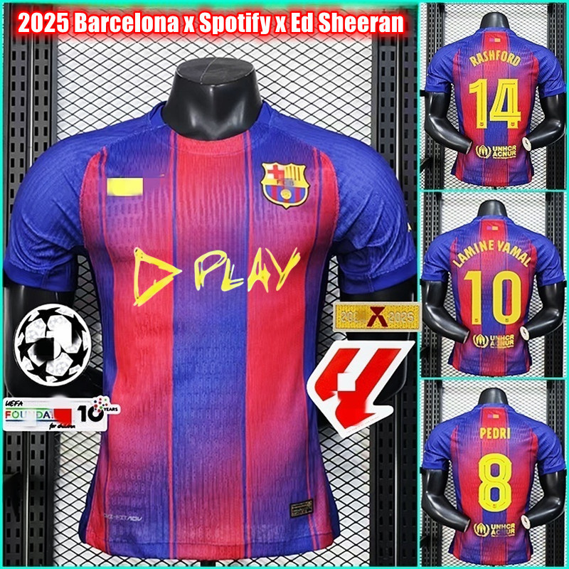 Player Edition 2025 2026 Barcelona X Spotify X Ed Sean เสื้อฟุตบอลผู้ชายร่วมมือ