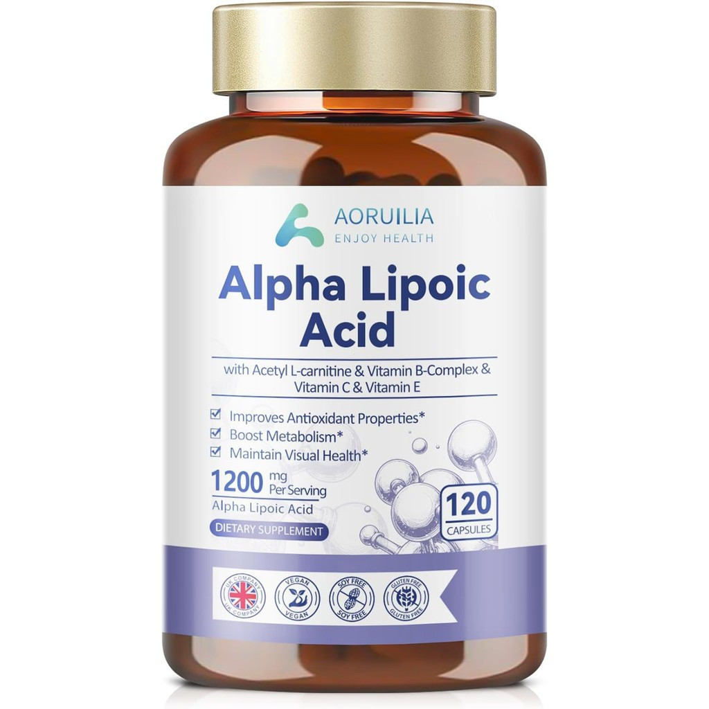 Alpha Lipoic Acid 1200มก. อาหารเสริม ALA เสริมสร้างวิตามินอี 120 แคปซูล