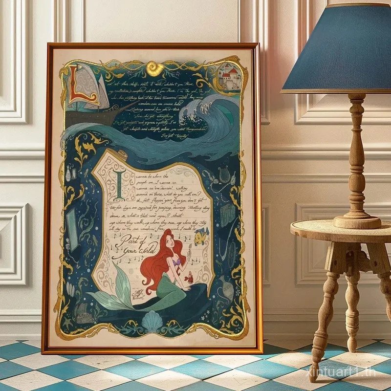 Disney Princess โปสเตอร์การ์ตูน Little Mermaid รูปที่ 4
