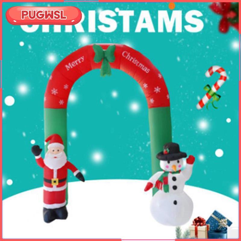 [pugwsl] Inflatable Santa Claus Arch Art W/ไฟ LED 8 เท้า Tethers Props Blower Snowman สําหรับ Courtyard Garden US Plug